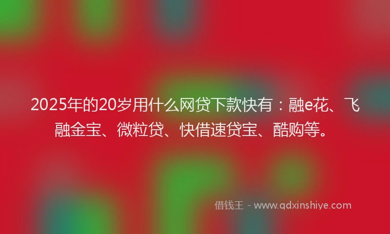 2025年的20岁用什么网贷下款快有：融e花、飞融金宝、微粒贷、快借速贷宝、酷购等。