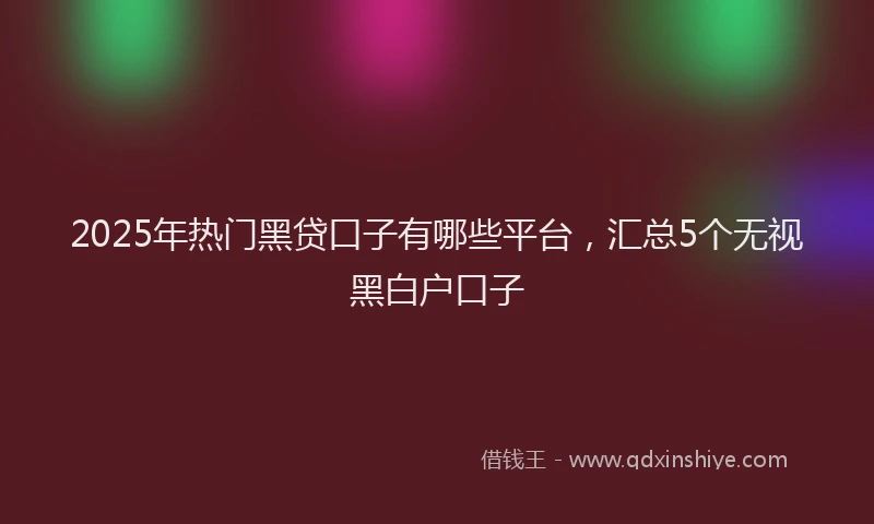 2025年热门黑贷口子有哪些平台，汇总5个无视黑白户口子