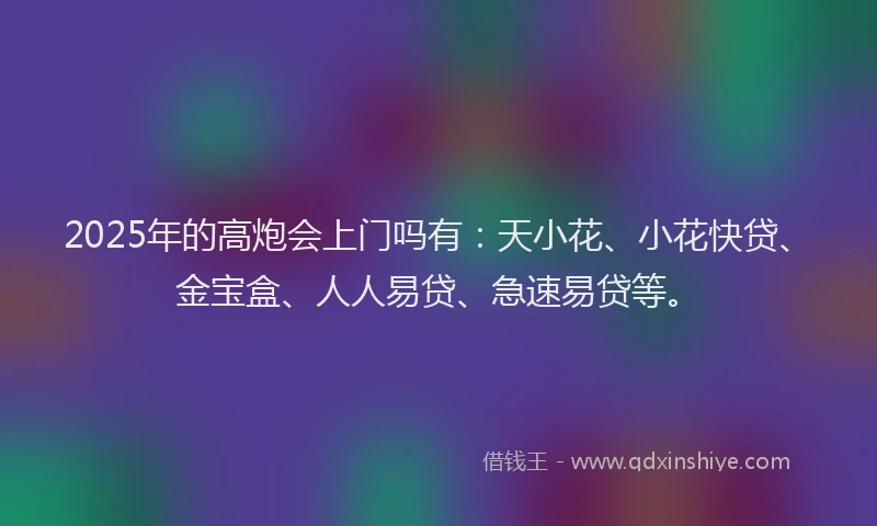 2025年的高炮会上门吗有：天小花、小花快贷、金宝盒、人人易贷、急速易贷等。