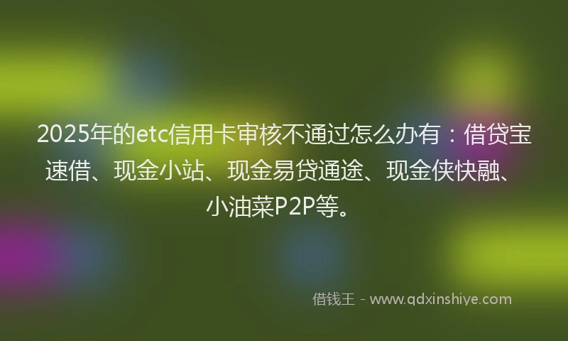 2025年的etc信用卡审核不通过怎么办有：借贷宝速借、现金小站、现金易贷通途、现金侠快融、小油菜P2P等。