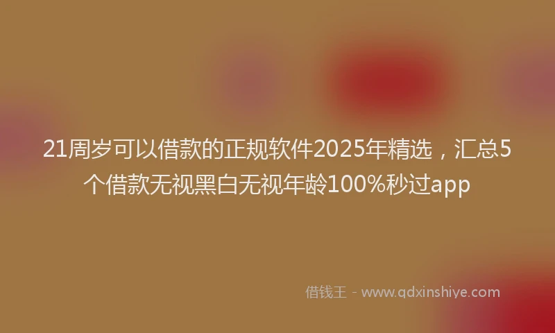 21周岁可以借款的正规软件2025年精选,汇总5个借款无视黑白无视年龄100%秒过app