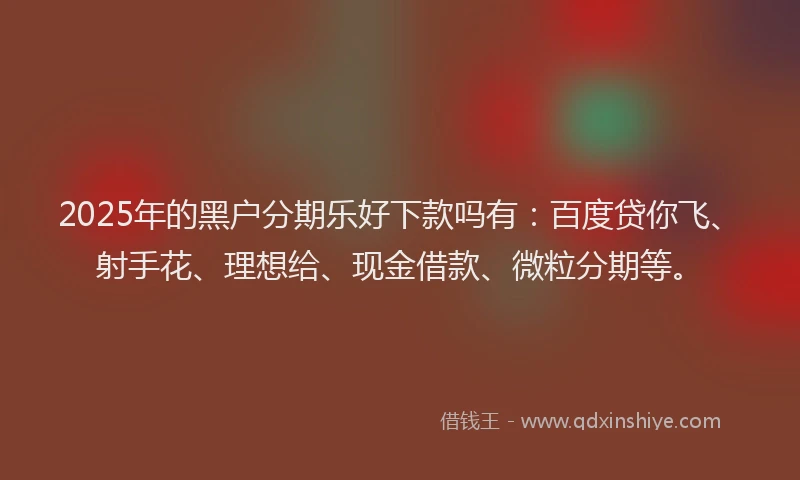 2025年的黑户分期乐好下款吗有:百度贷你飞、射手花、理想给、现金借款、微粒分期等。