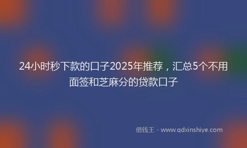 24小时秒下款的口子2025年推荐，汇总5个不用面签和芝麻分的贷款口子