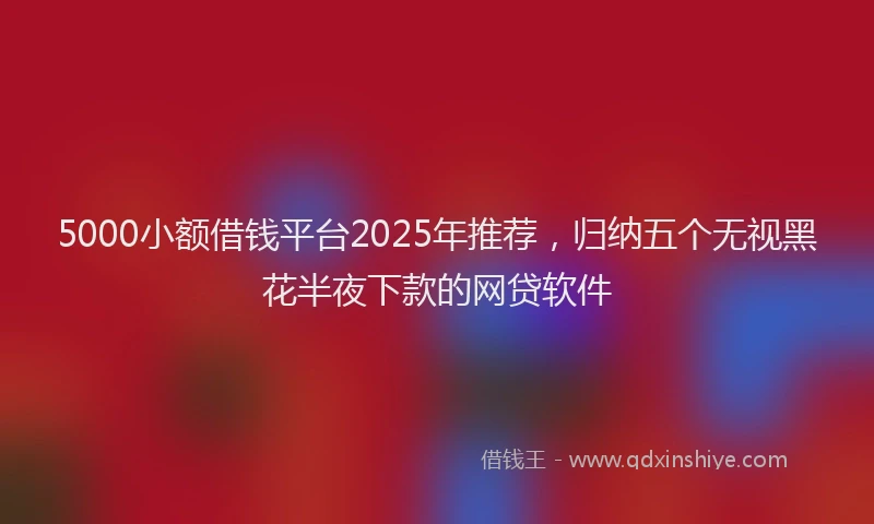 5000小额借钱平台2025年推荐，归纳五个无视黑花半夜下款的网贷软件