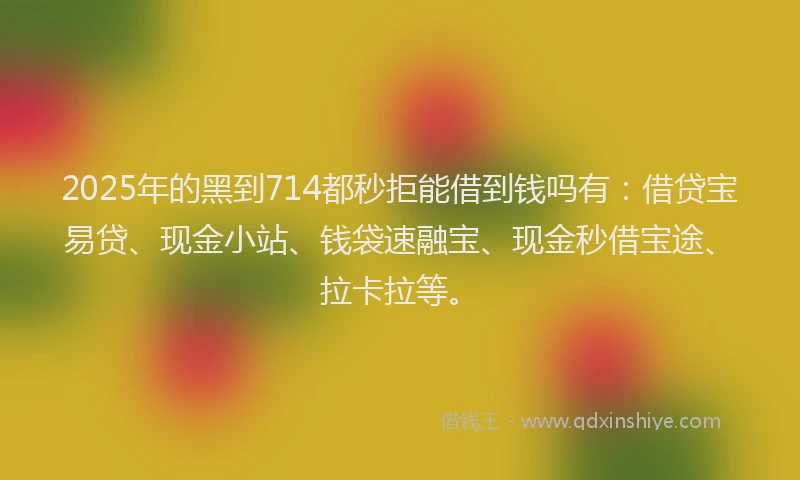 2025年的黑到714都秒拒能借到钱吗有：借贷宝易贷、现金小站、钱袋速融宝、现金秒借宝途、拉卡拉等。