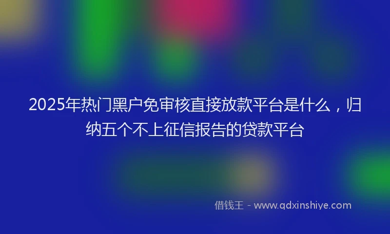 2025年热门黑户免审核直接放款平台是什么，归纳五个不上征信报告的贷款平台