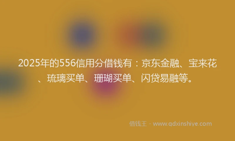2025年的556信用分借钱有：京东金融、宝来花、琉璃买单、珊瑚买单、闪贷易融等。