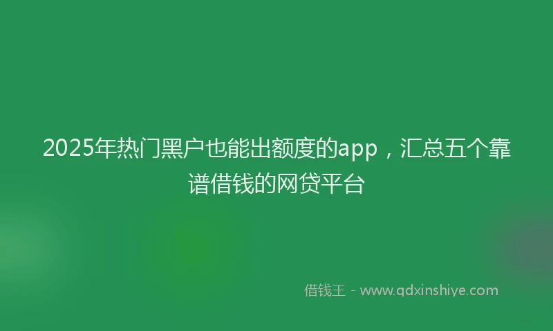 2025年热门黑户也能出额度的app，汇总五个靠谱借钱的网贷平台