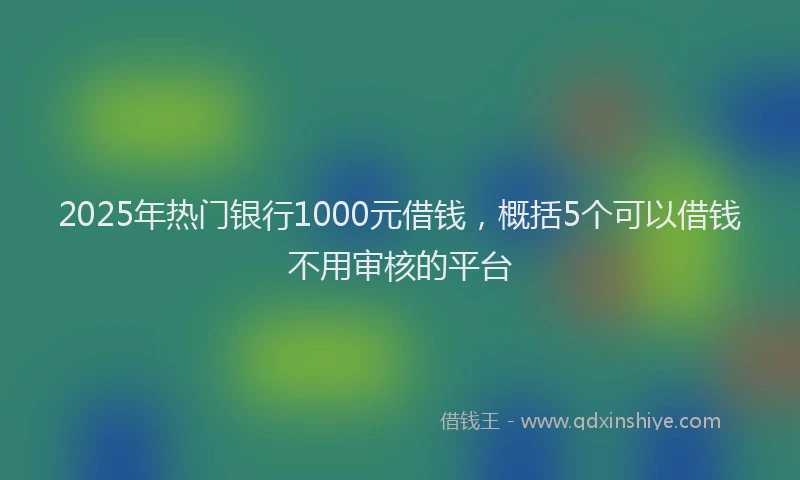 2025年热门银行1000元借钱，概括5个可以借钱不用审核的平台