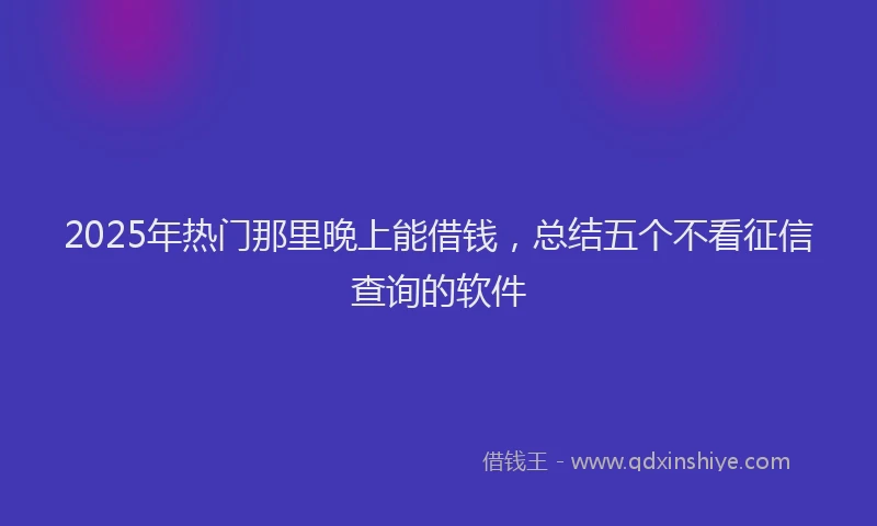 2025年热门那里晚上能借钱,总结五个不看征信查询的软件