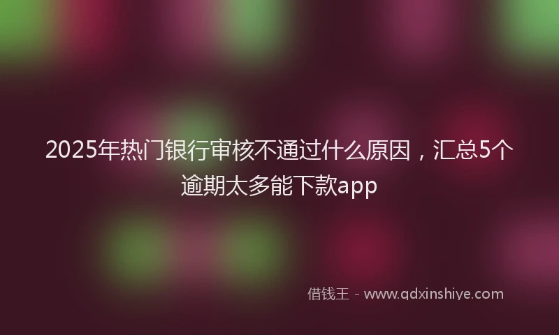 2025年热门银行审核不通过什么原因，汇总5个逾期太多能下款app