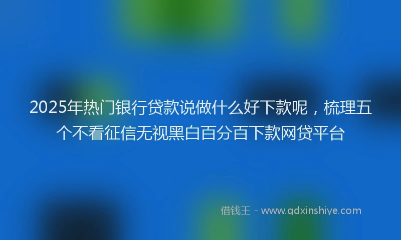 2025年热门银行贷款说做什么好下款呢，梳理五个不看征信无视黑白百分百下款网贷平台