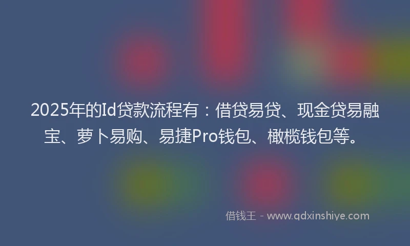 2025年的Id贷款流程有：借贷易贷、现金贷易融宝、萝卜易购、易捷Pro钱包、橄榄钱包等。