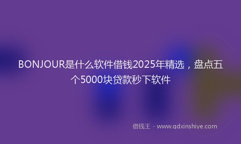 BONJOUR是什么软件借钱2025年精选，盘点五个5000块贷款秒下软件