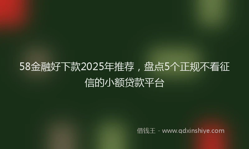 58金融好下款2025年推荐，盘点5个正规不看征信的小额贷款平台