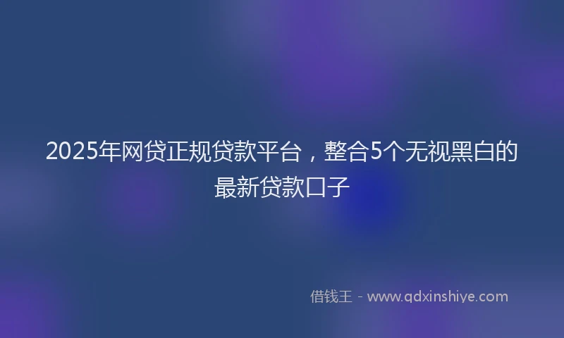 2025年网贷正规贷款平台，整合5个无视黑白的最新贷款口子