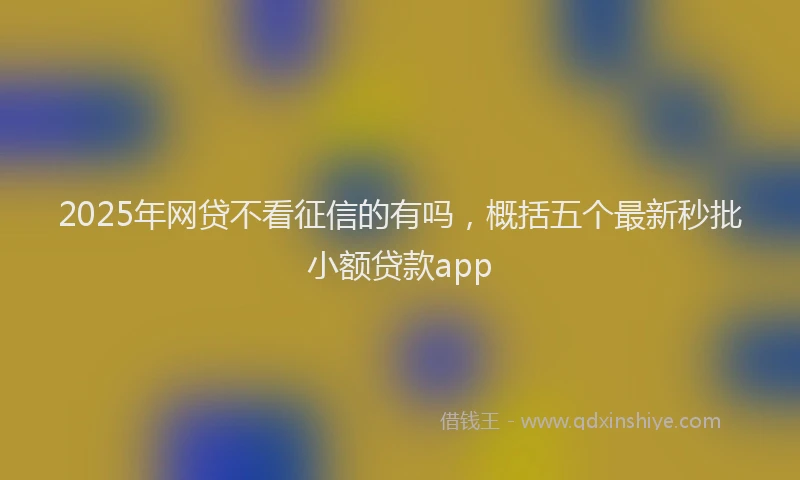 2025年网贷不看征信的有吗，概括五个最新秒批小额贷款app