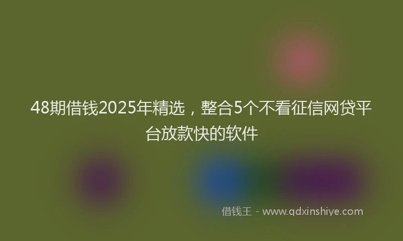 48期借钱2025年精选，整合5个不看征信网贷平台放款快的软件