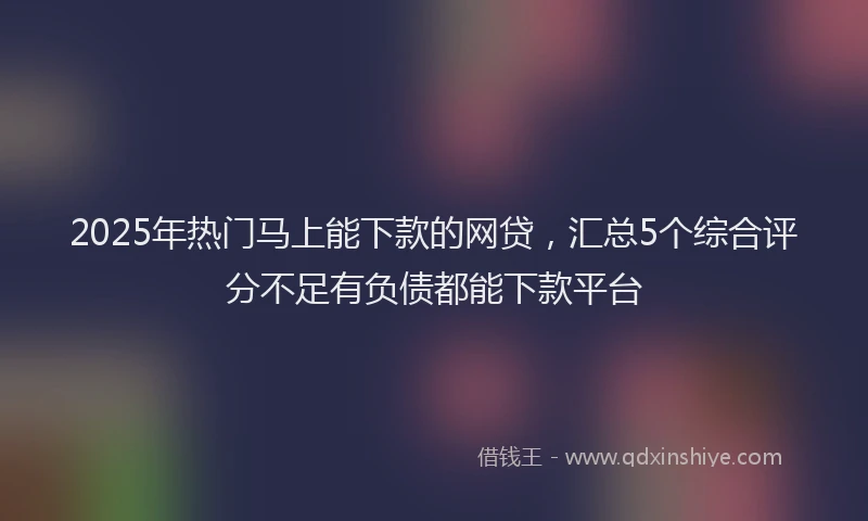 2025年热门马上能下款的网贷，汇总5个综合评分不足有负债都能下款平台