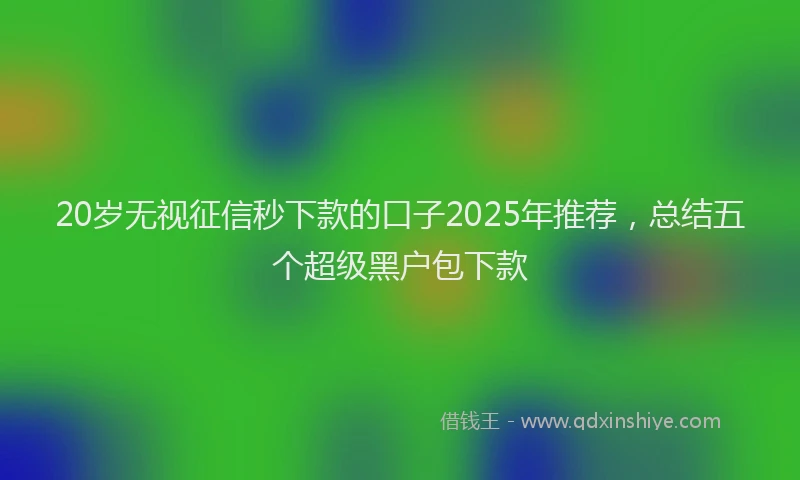 20岁无视征信秒下款的口子2025年推荐，总结五个超级黑户包下款