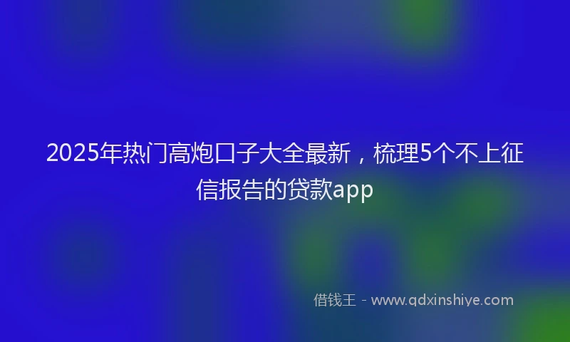 2025年热门高炮口子大全最新，梳理5个不上征信报告的贷款app