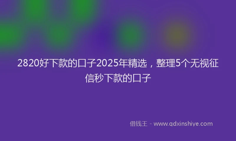 2820好下款的口子2025年精选，整理5个无视征信秒下款的口子