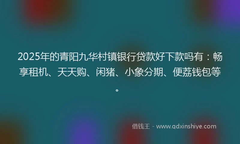 2025年的青阳九华村镇银行贷款好下款吗有：畅享租机、天天购、闲猪、小象分期、便荔钱包等。