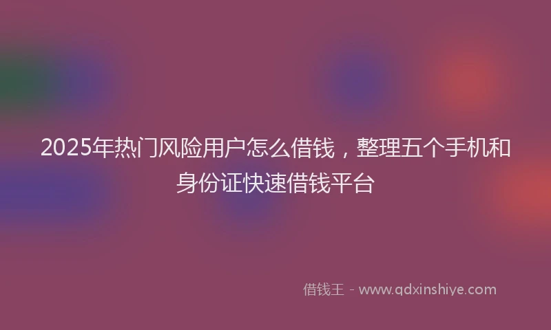 2025年热门风险用户怎么借钱，整理五个手机和身份证快速借钱平台