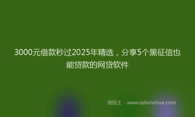 3000元借款秒过2025年精选，分享5个黑征信也能贷款的网贷软件