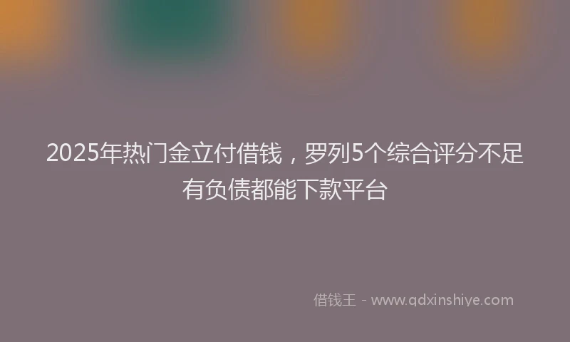 2025年热门金立付借钱，罗列5个综合评分不足有负债都能下款平台