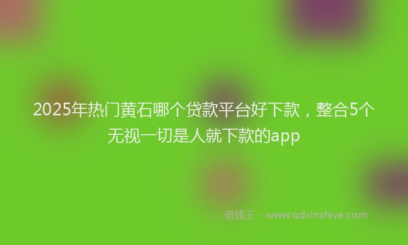 2025年热门黄石哪个贷款平台好下款，整合5个无视一切是人就下款的app