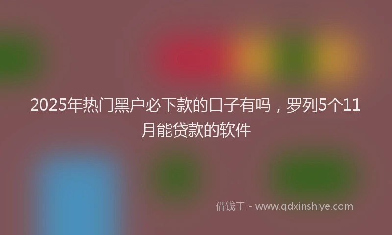 2025年热门黑户必下款的口子有吗，罗列5个11月能贷款的软件