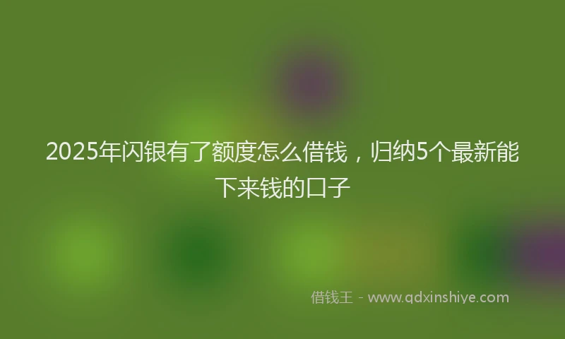 2025年闪银有了额度怎么借钱，归纳5个最新能下来钱的口子