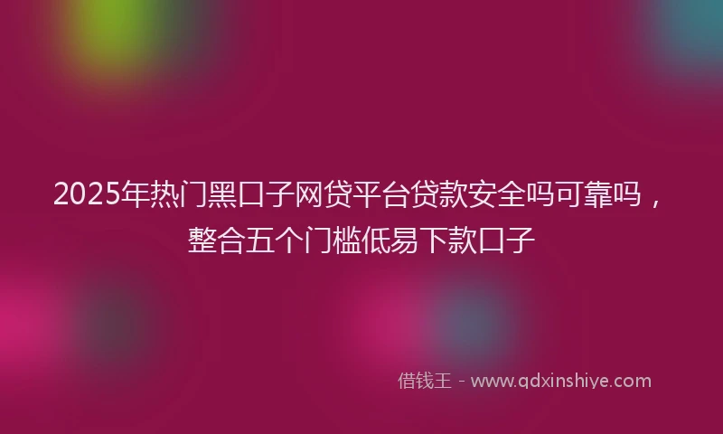 2025年热门黑口子网贷平台贷款安全吗可靠吗，整合五个门槛低易下款口子
