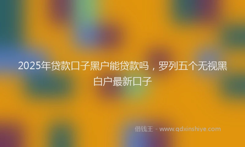 2025年贷款口子黑户能贷款吗，罗列五个无视黑白户最新口子