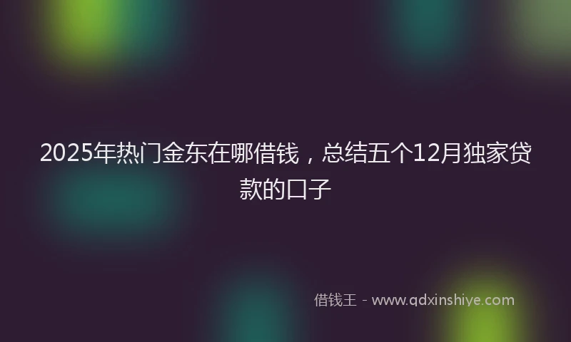 2025年热门金东在哪借钱，总结五个12月独家贷款的口子