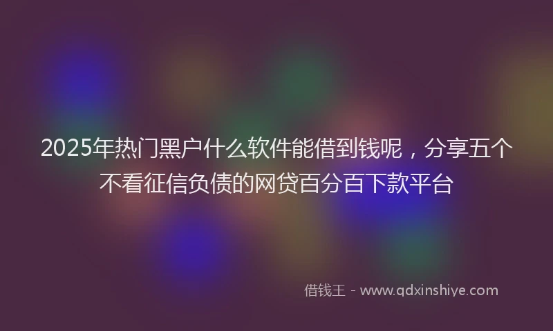 2025年热门黑户什么软件能借到钱呢，分享五个不看征信负债的网贷百分百下款平台