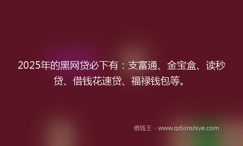2025年的黑网贷必下有：支富通、金宝盒、读秒贷、借钱花速贷、福禄钱包等。