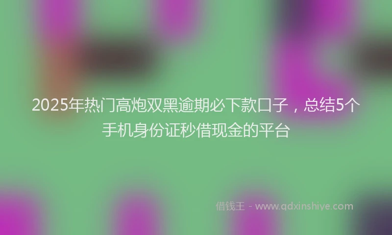2025年热门高炮双黑逾期必下款口子，总结5个手机身份证秒借现金的平台