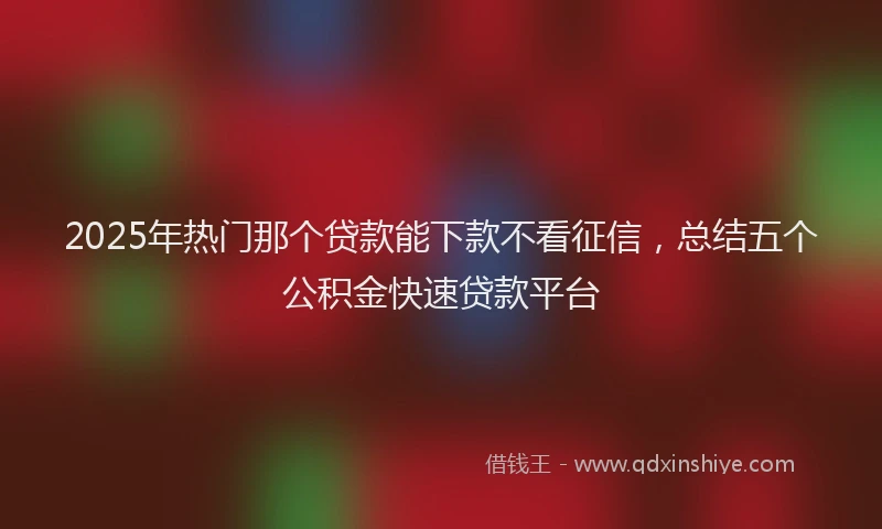 2025年热门那个贷款能下款不看征信，总结五个公积金快速贷款平台