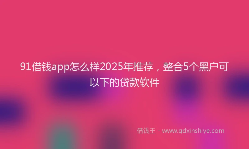 91借钱app怎么样2025年推荐，整合5个黑户可以下的贷款软件