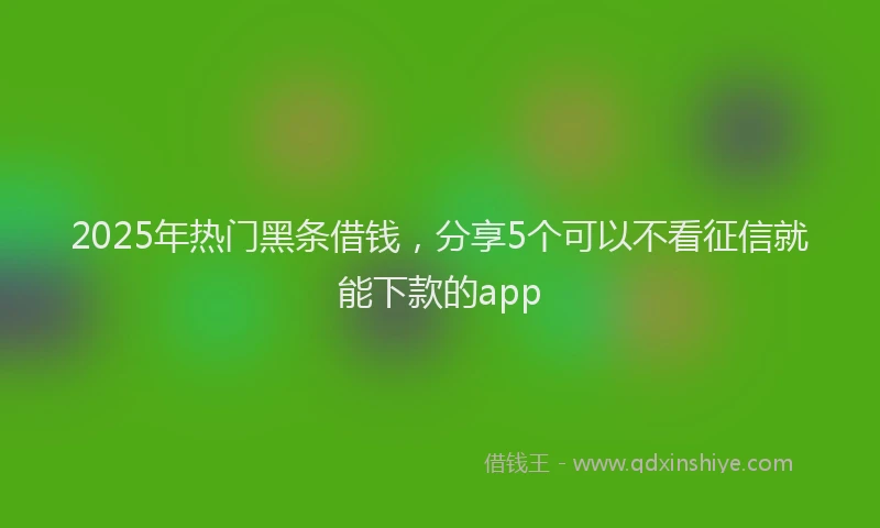 2025年热门黑条借钱，分享5个可以不看征信就能下款的app