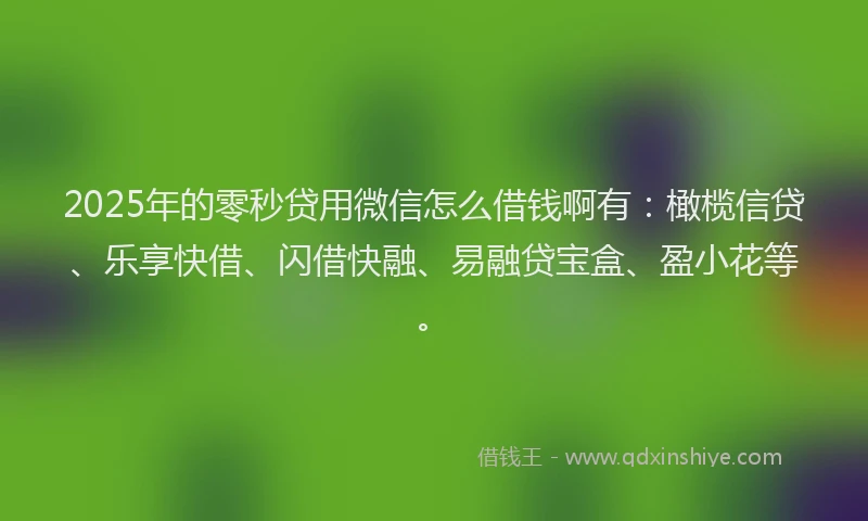 2025年的零秒贷用微信怎么借钱啊有：橄榄信贷、乐享快借、闪借快融、易融贷宝盒、盈小花等。