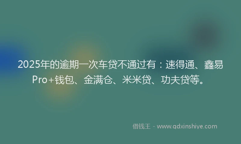 2025年的逾期一次车贷不通过有：速得通、鑫易Pro+钱包、金满仓、米米贷、功夫贷等。
