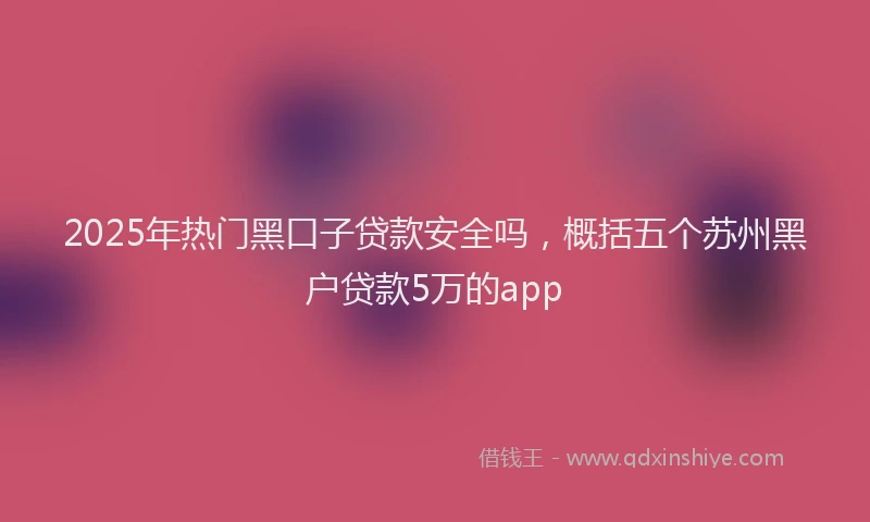 2025年热门黑口子贷款安全吗，概括五个苏州黑户贷款5万的app