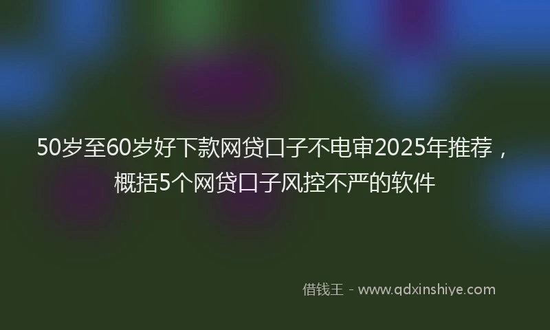 50岁至60岁好下款网贷口子不电审2025年推荐，概括5个网贷口子风控不严的软件