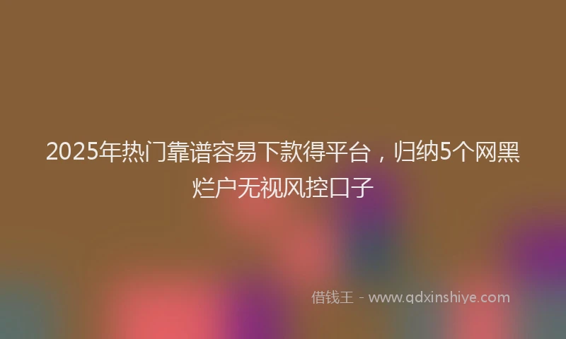 2025年热门靠谱容易下款得平台,归纳5个网黑烂户无视风控口子