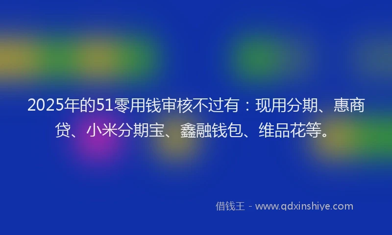 2025年的51零用钱审核不过有：现用分期、惠商贷、小米分期宝、鑫融钱包、维品花等。
