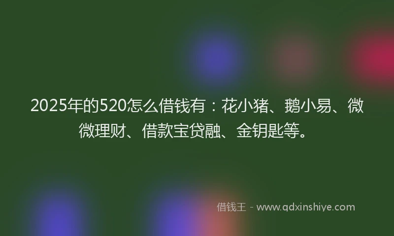 2025年的520怎么借钱有：花小猪、鹅小易、微微理财、借款宝贷融、金钥匙等。