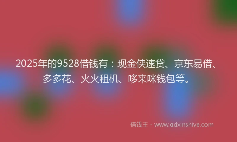 2025年的9528借钱有：现金侠速贷、京东易借、多多花、火火租机、哆来咪钱包等。